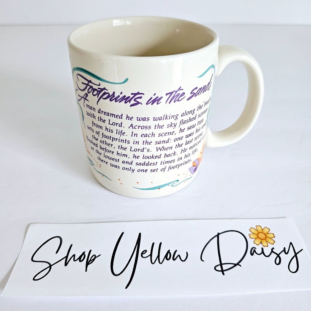 Footprints In‎ The Sand Carlton Cards Stoneware Mug Faith Christian~F186.1